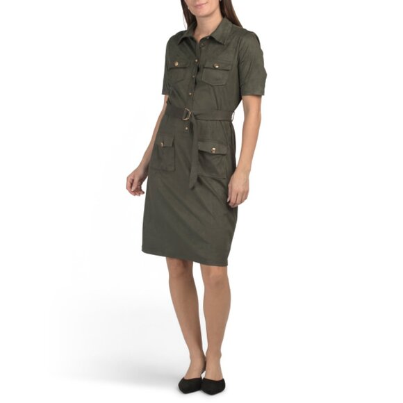 NANETTE NANETTE LEPORE Olive Button Front Midi Dress - Picture 1 of 2
